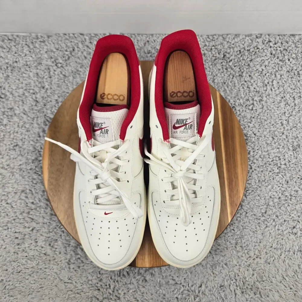 Nike Mens 13 Air Force 1 07 Low Sail Gym Red Casual Daily Sneaker FV0392-101